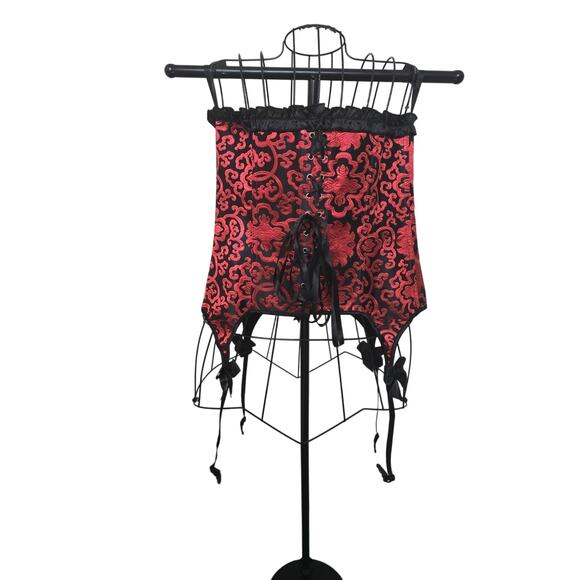 Alivila.Y Fashion Black Lace/ Red Overbust Corset Bustier Top 5xl Runs Small - Picture 3 of 12